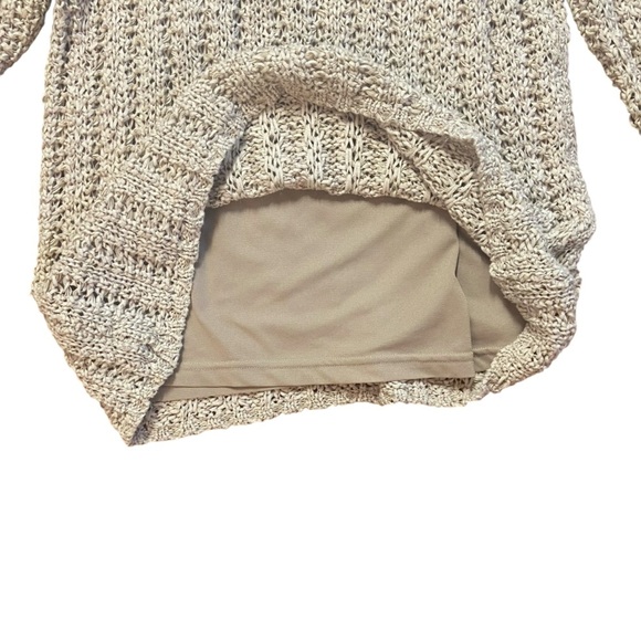 Dana Buchman Open Knit Crochet Sweater Size L Oatmeal Built in Camisole Boho - Picture 5 of 14